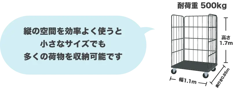 縦の空間を効率よく使うと小さなサイズでも多くの荷物を収納可能です